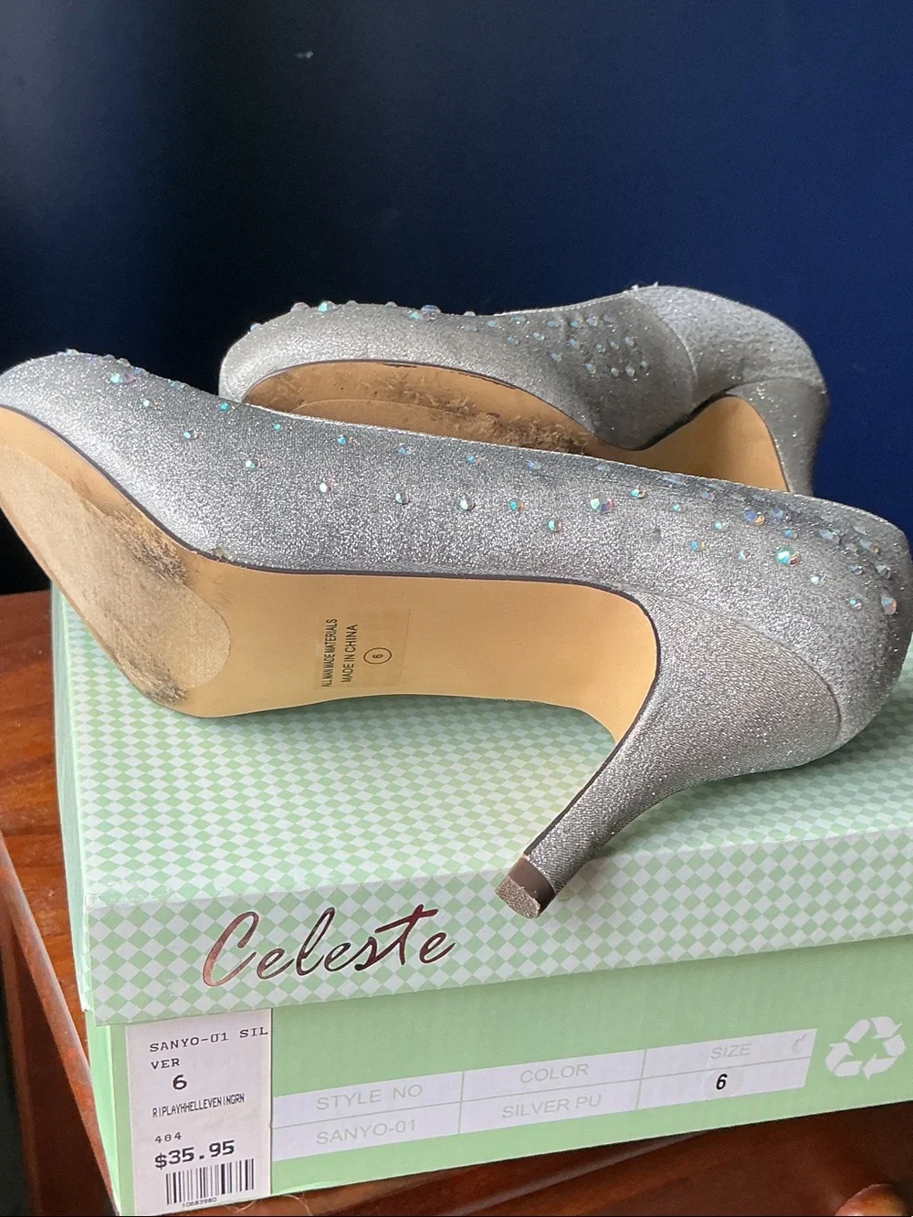 Celeste Silver Rhinestone Platform Pumps - Picture 3 of 4